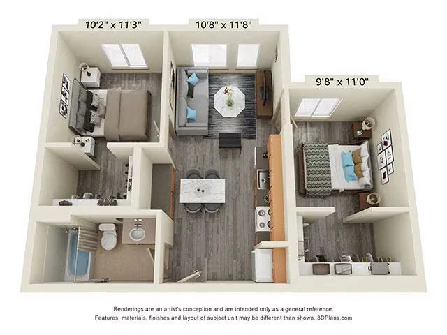 2 Bedroom 50 Percent AMI 719 floor plan